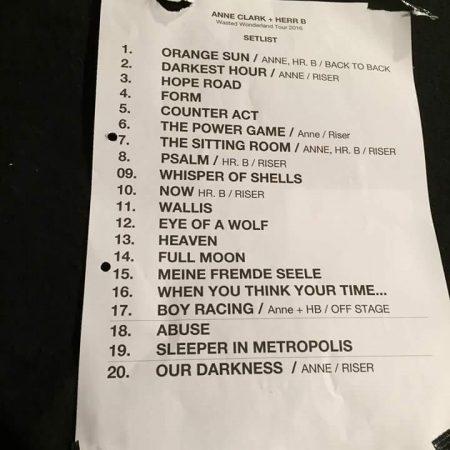 Anne Clark & HerrB Setlist